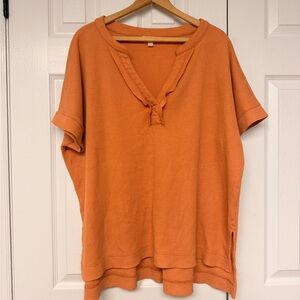 ✨Umgee - Boutique Brand Oversized Waffle Knit Top | Women’s Large | Rust | EUC✨